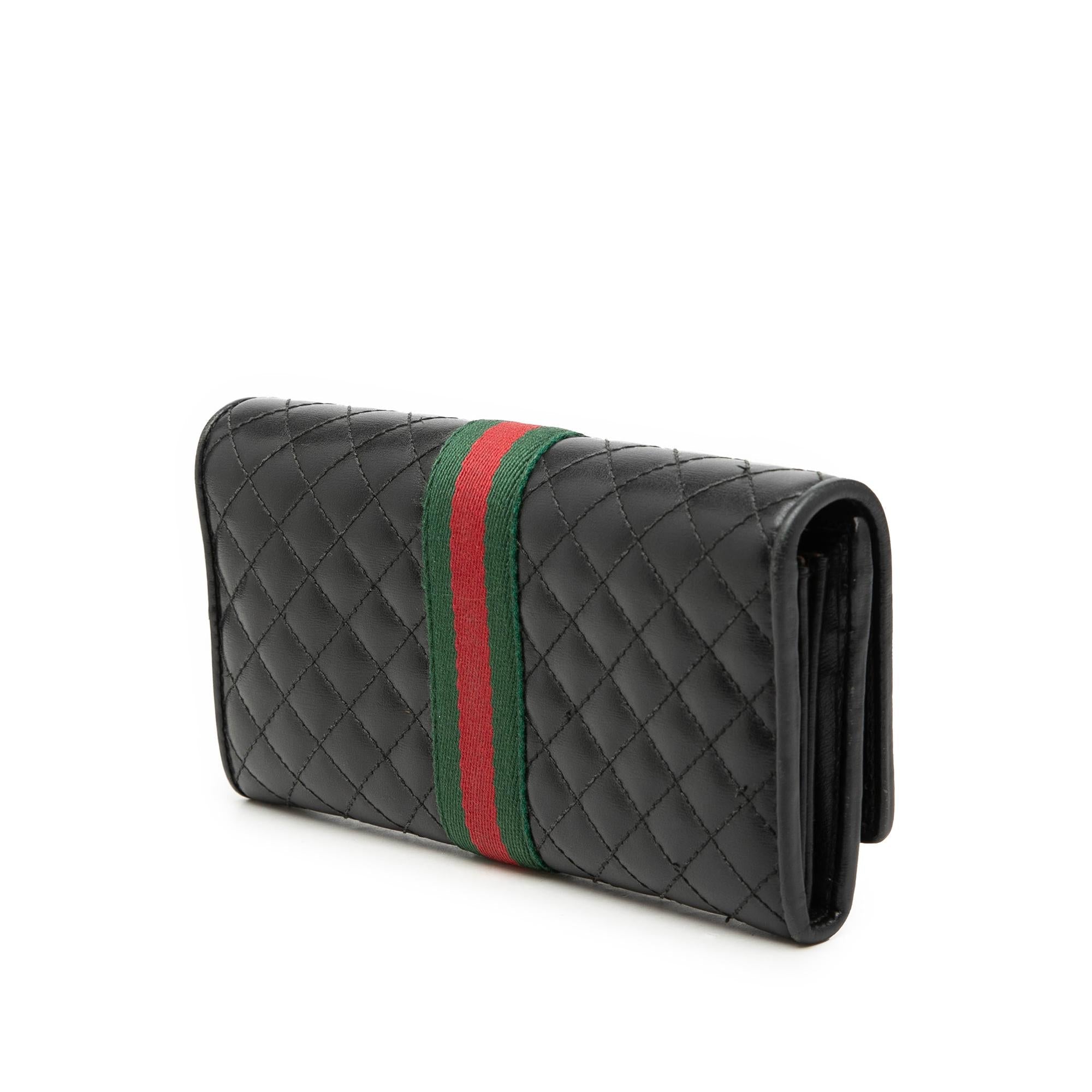Gucci GG Marmont Web Quilted Leather Long Wallet
