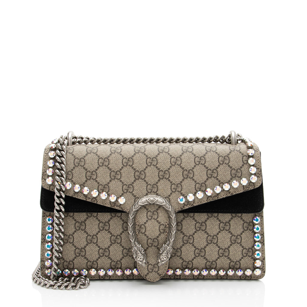 Gucci GG Supreme Crystal Studded Dionysus Medium Shoulder Bag