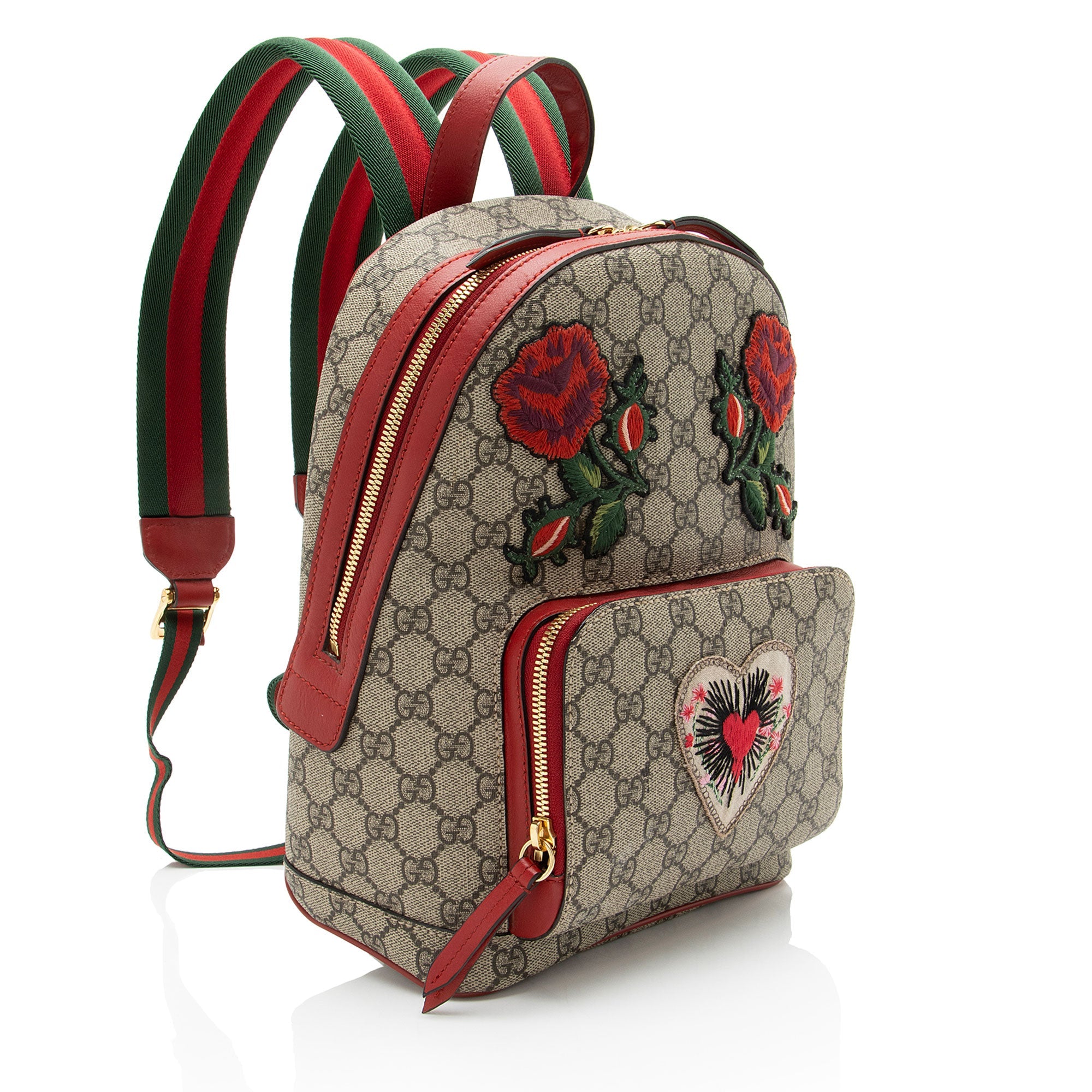Gucci GG Supreme Embroidered Heart Roses Day Small Backpack