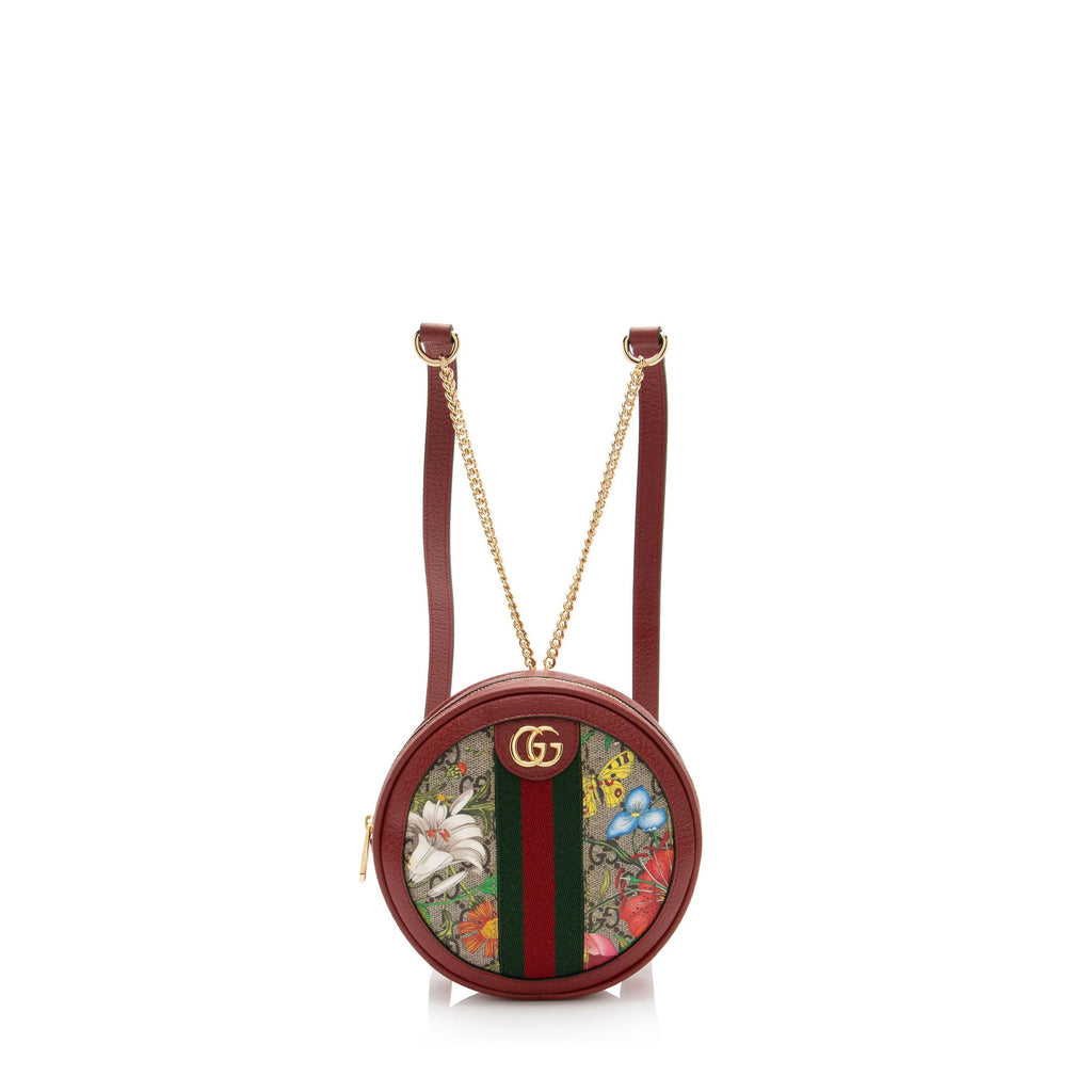 Gucci GG Supreme Flora Ophidia Round Mini Backpack
