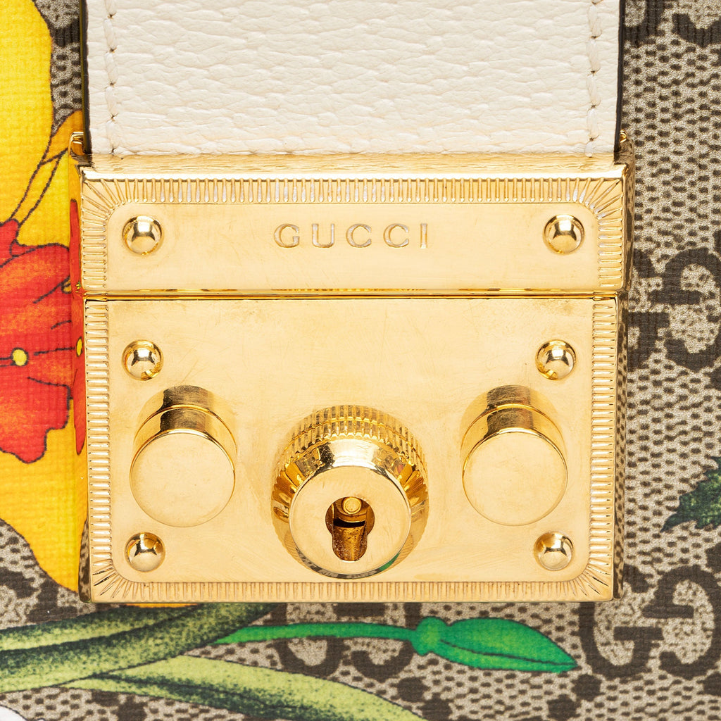 Gucci GG Supreme Flora Padlock Small Tote