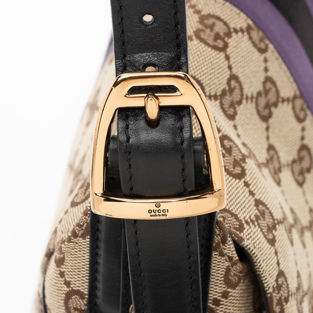 Gucci GG Supreme Horsebit Web Flap Bag (SHF-dZLqw3)