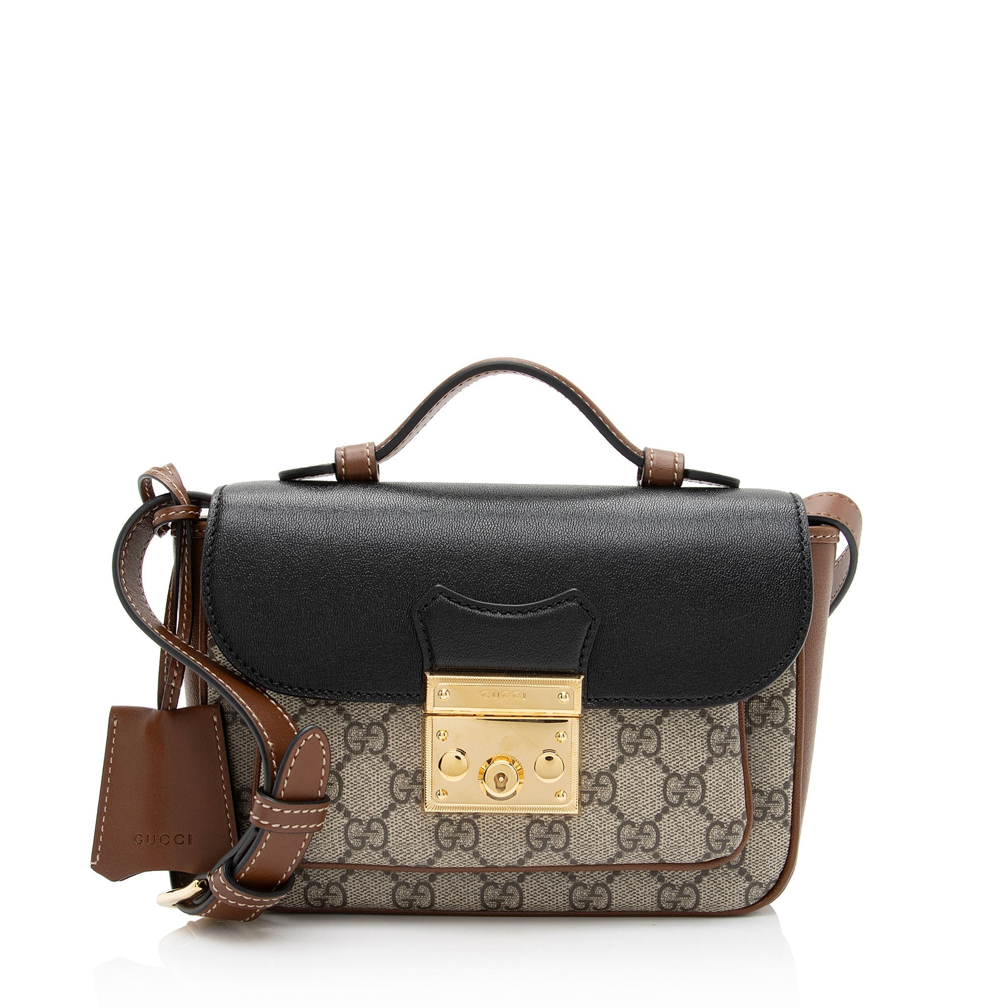 Gucci GG Supreme Leather Padlock Mini Crossbody (SHF-C1X2QZ)