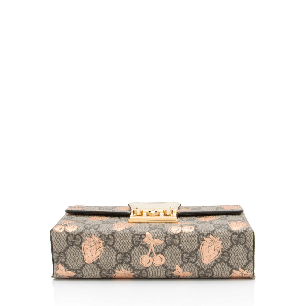Gucci GG Supreme Strawberry Cherry Padlock Mini Top Handle