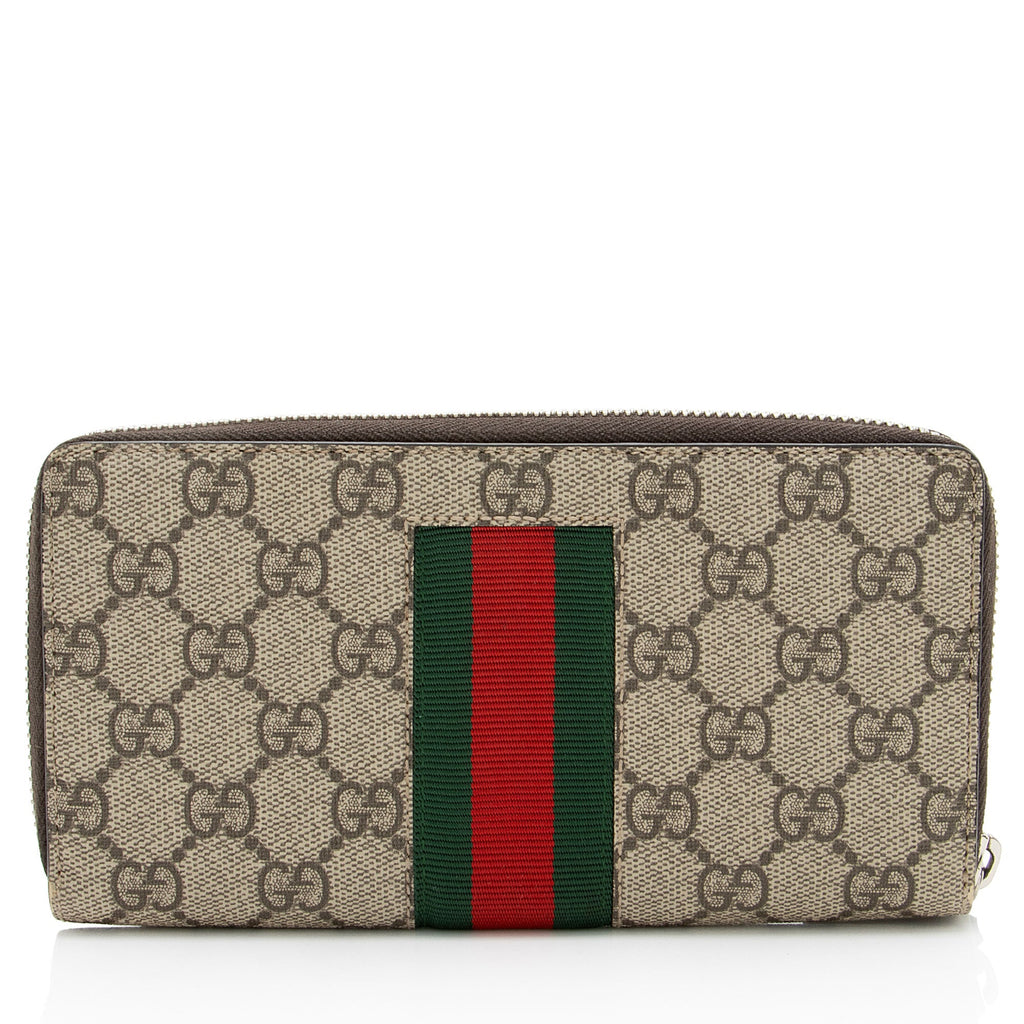 Gucci GG Supreme Web Bee Zip Around Wallet