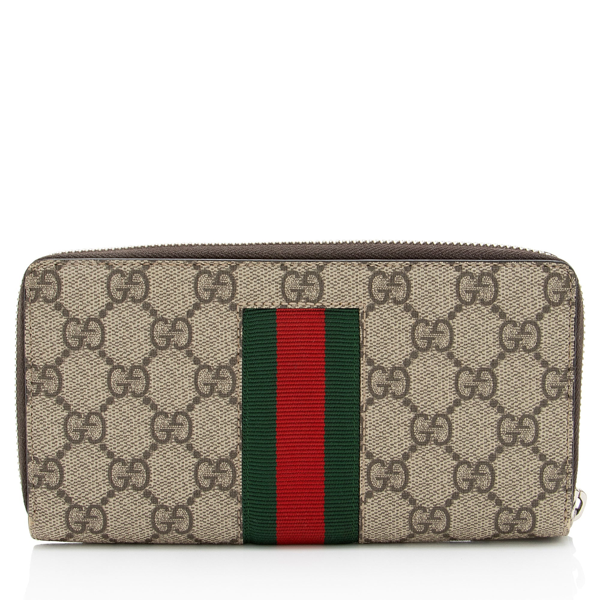 Gucci GG Supreme Web Bee Zip Around Wallet