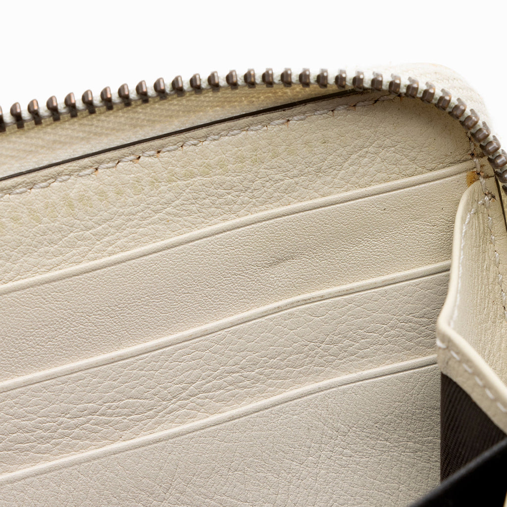 Gucci Grained Calfskin Bamboo Diana Zip Around Wallet