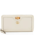 Gucci Grained Calfskin Bamboo Diana Zip Around Wallet