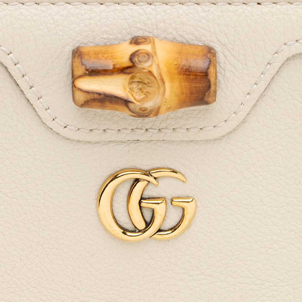 Gucci Grained Calfskin Bamboo Diana Zip Around Wallet