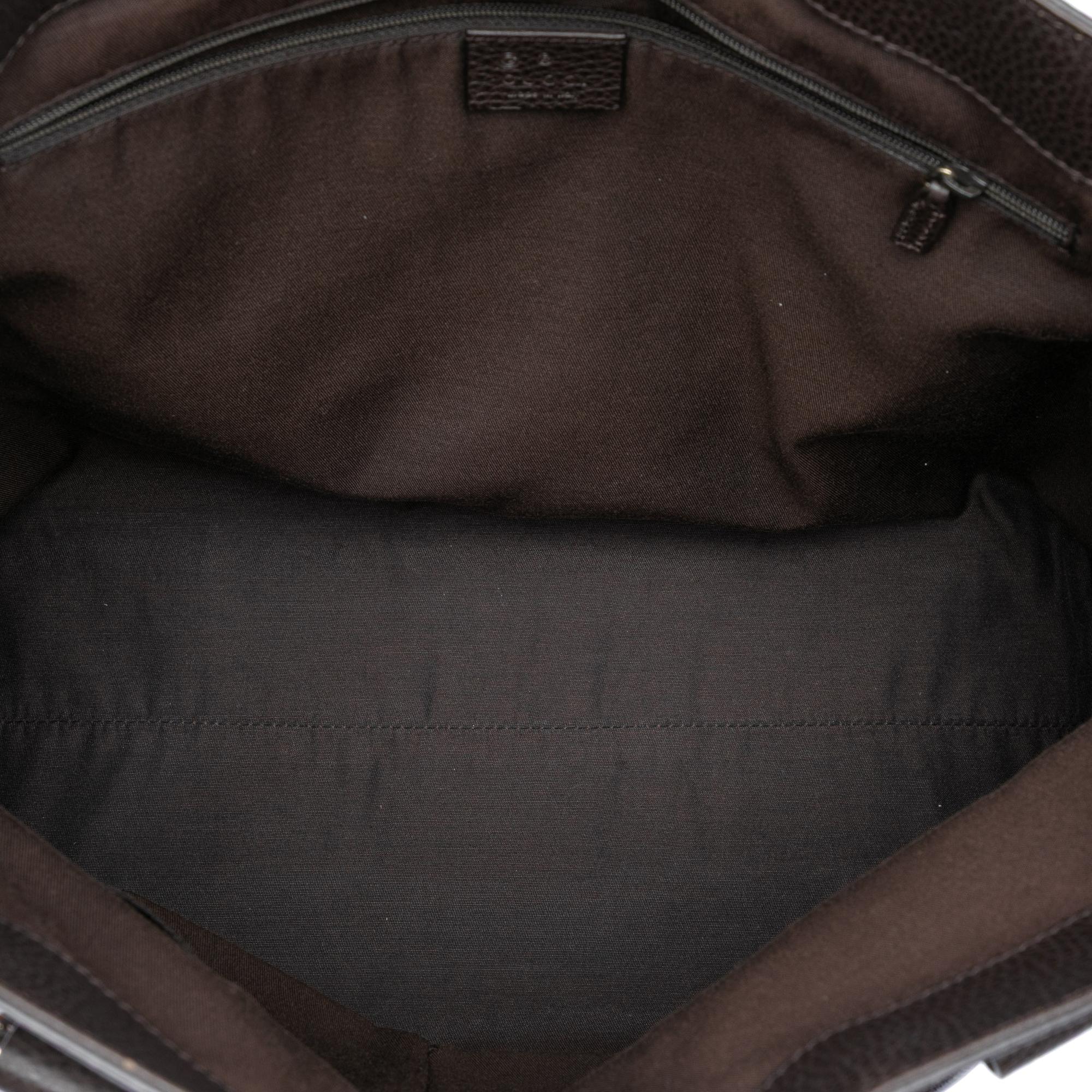 Gucci Grained Calfskin Bamboo Shopper Tote
