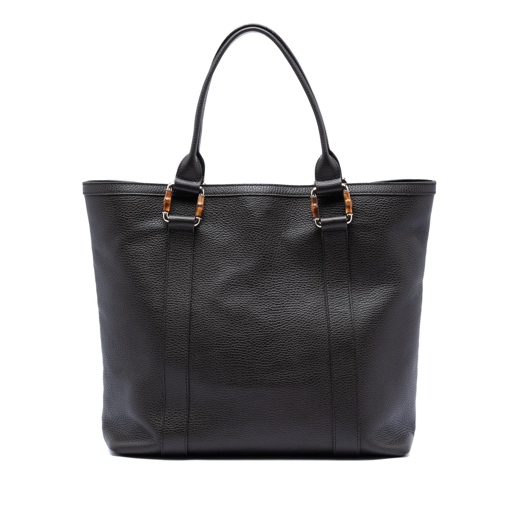 Gucci Grained Calfskin Bamboo Shopper Tote