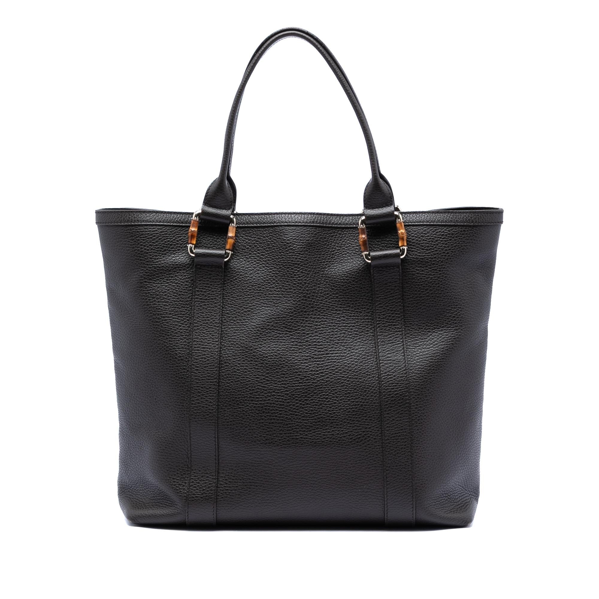 Gucci Grained Calfskin Bamboo Shopper Tote