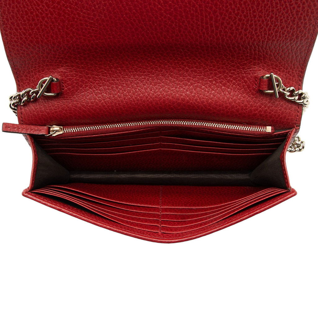 Gucci Grained Calfskin Interlocking G Chain Wallet