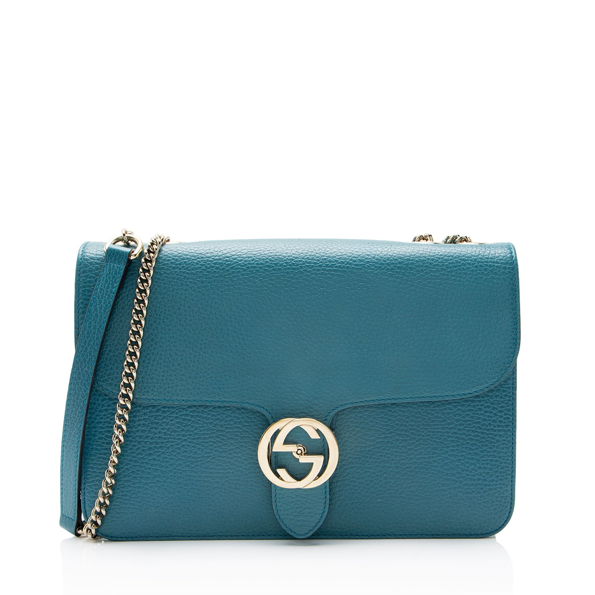Gucci Grained Calfskin Interlocking G Medium Shoulder Bag