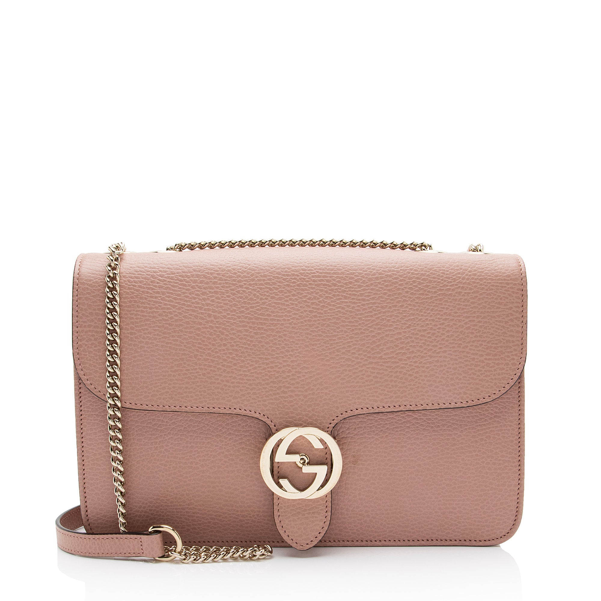 Gucci Grained Calfskin Interlocking G Medium Shoulder Bag