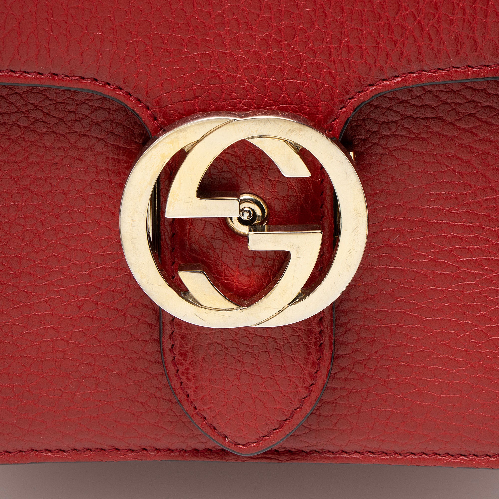 Gucci Grained Calfskin Interlocking G Small Shoulder Bag