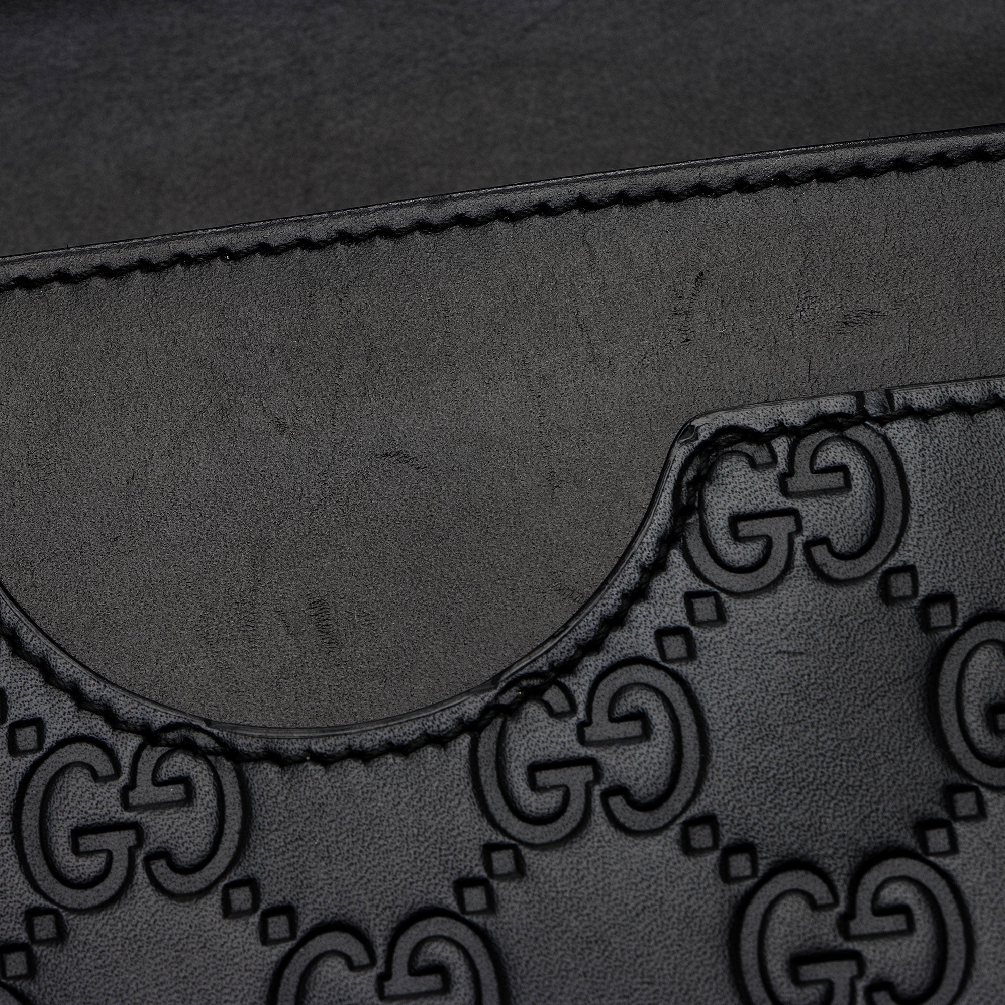 Gucci Guccissima Leather Crystal Cat Wallet on Chain