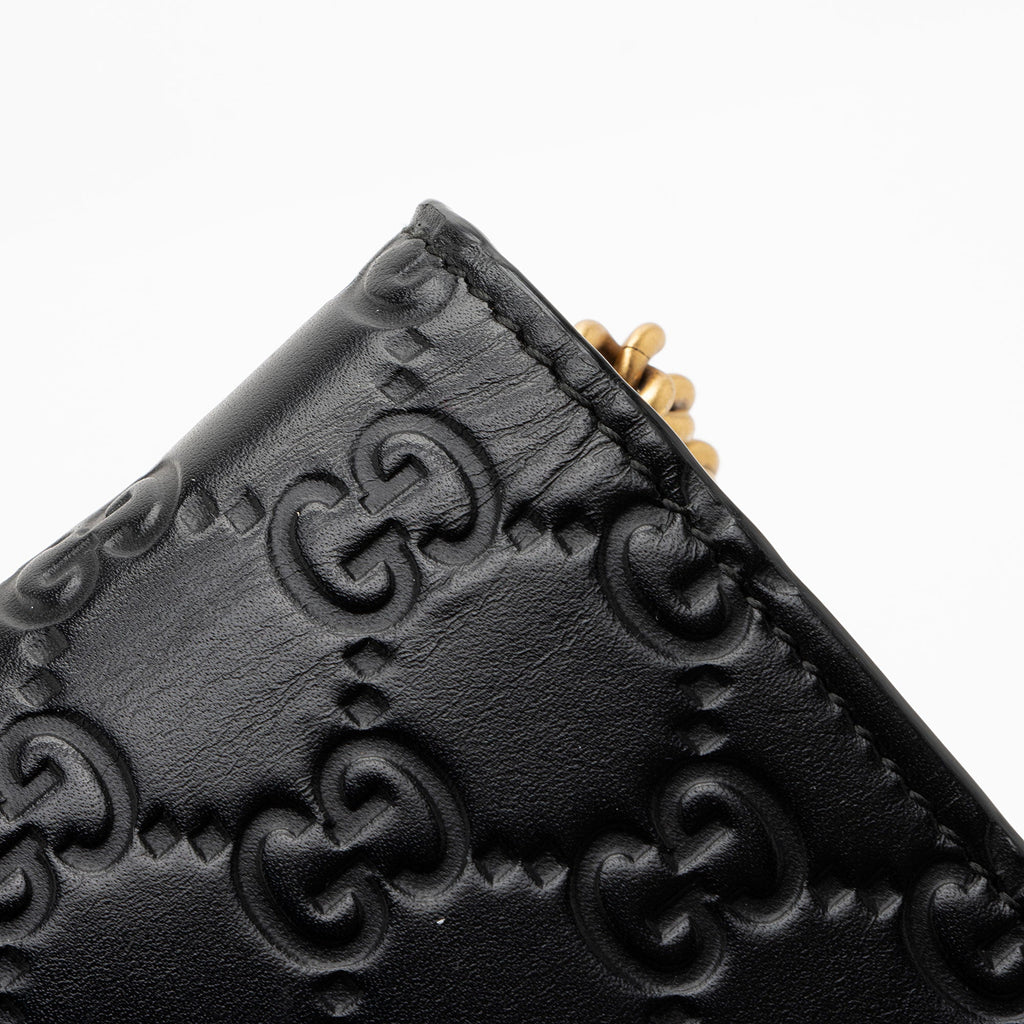 Gucci Guccissima Leather Crystal Cat Wallet on Chain