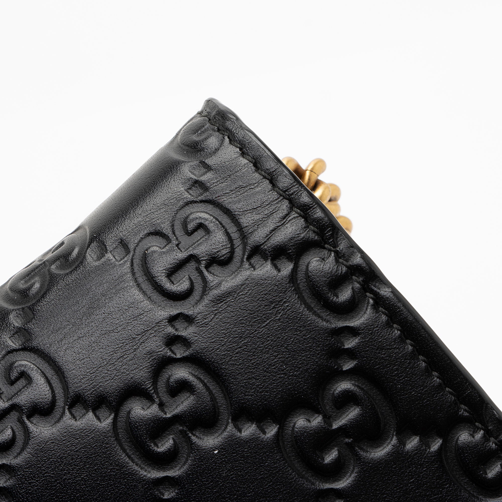 Gucci Guccissima Leather Crystal Cat Wallet on Chain