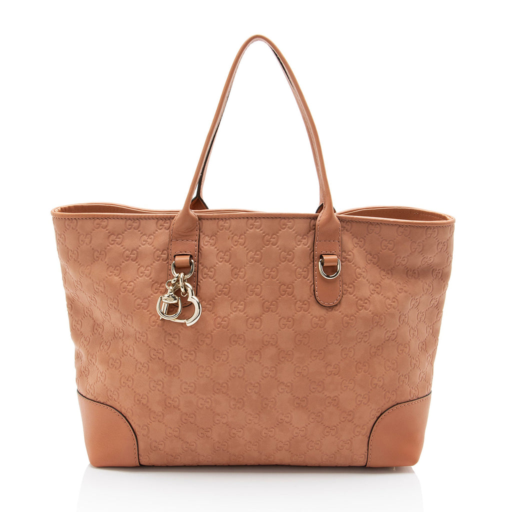 Gucci Guccissima Leather Heart Bit Charm Medium Tote
