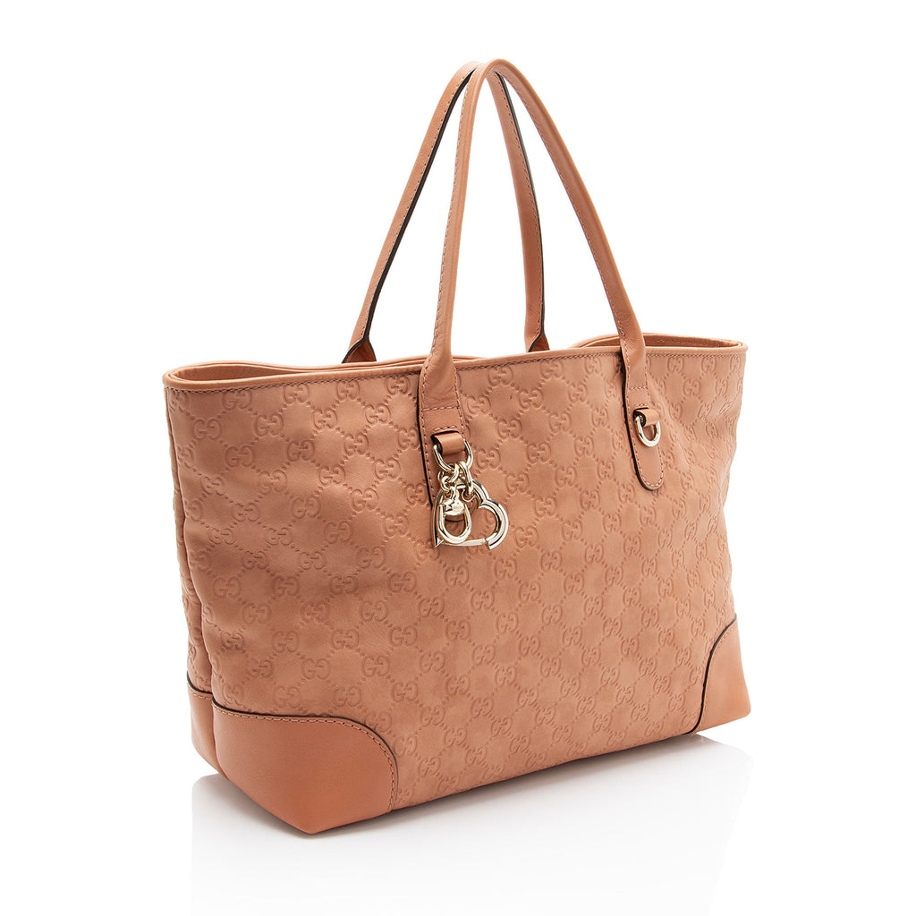 Gucci Guccissima Leather Heart Bit Charm Medium Tote