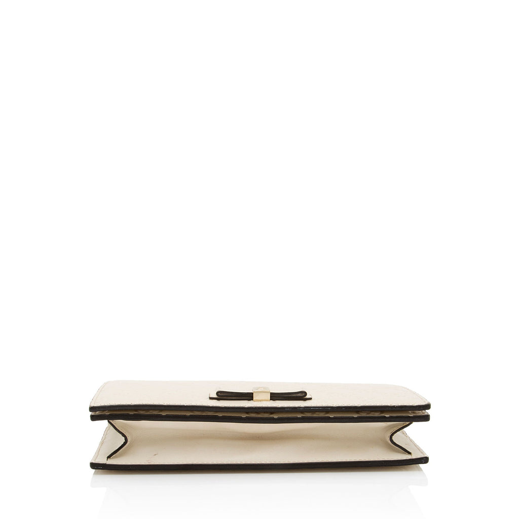 Gucci Guccissima Leather Signature Bow Mini Wallet On Chain Bag (SHF-fAYnZO)