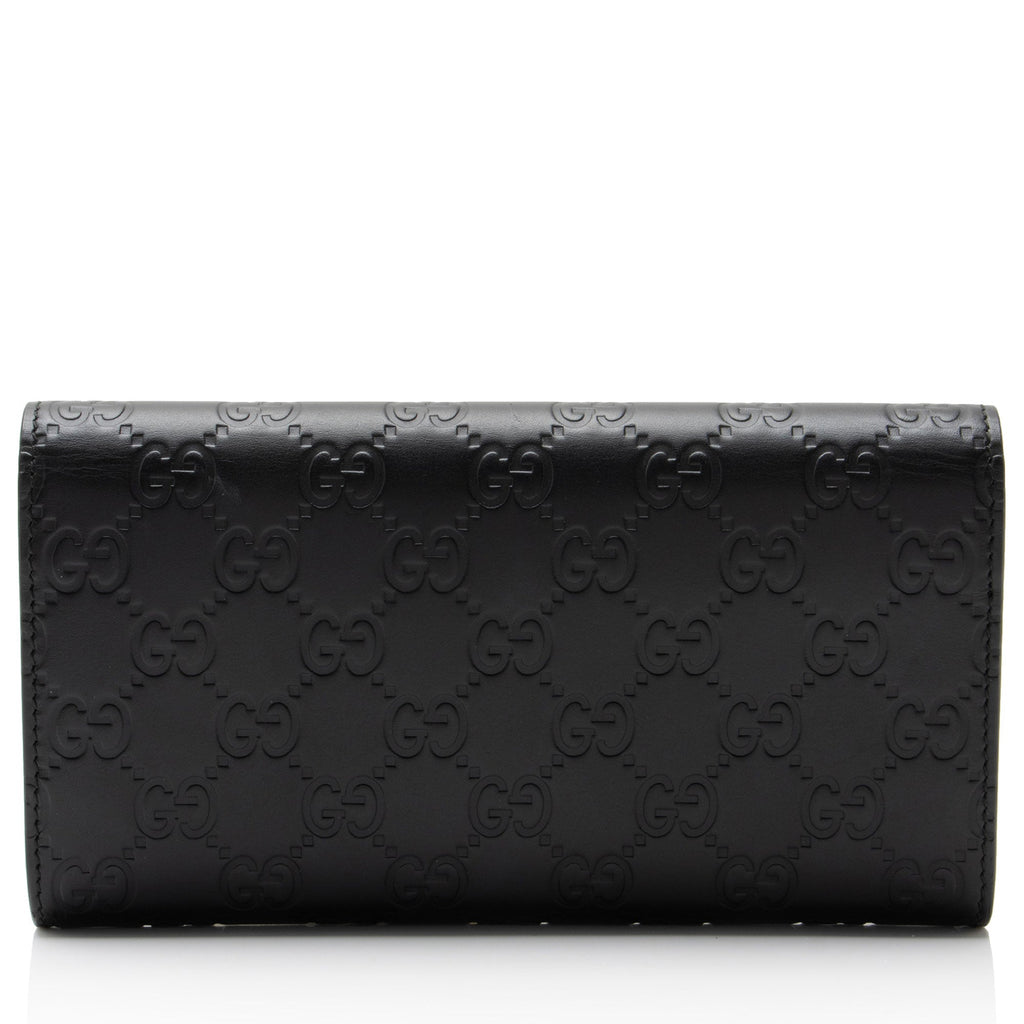 Gucci Guccissima Leather Signature Bow Continental Wallet