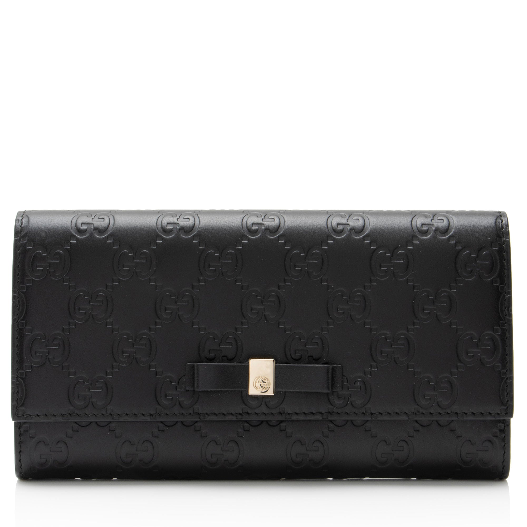 Gucci Guccissima Leather Signature Bow Continental Wallet