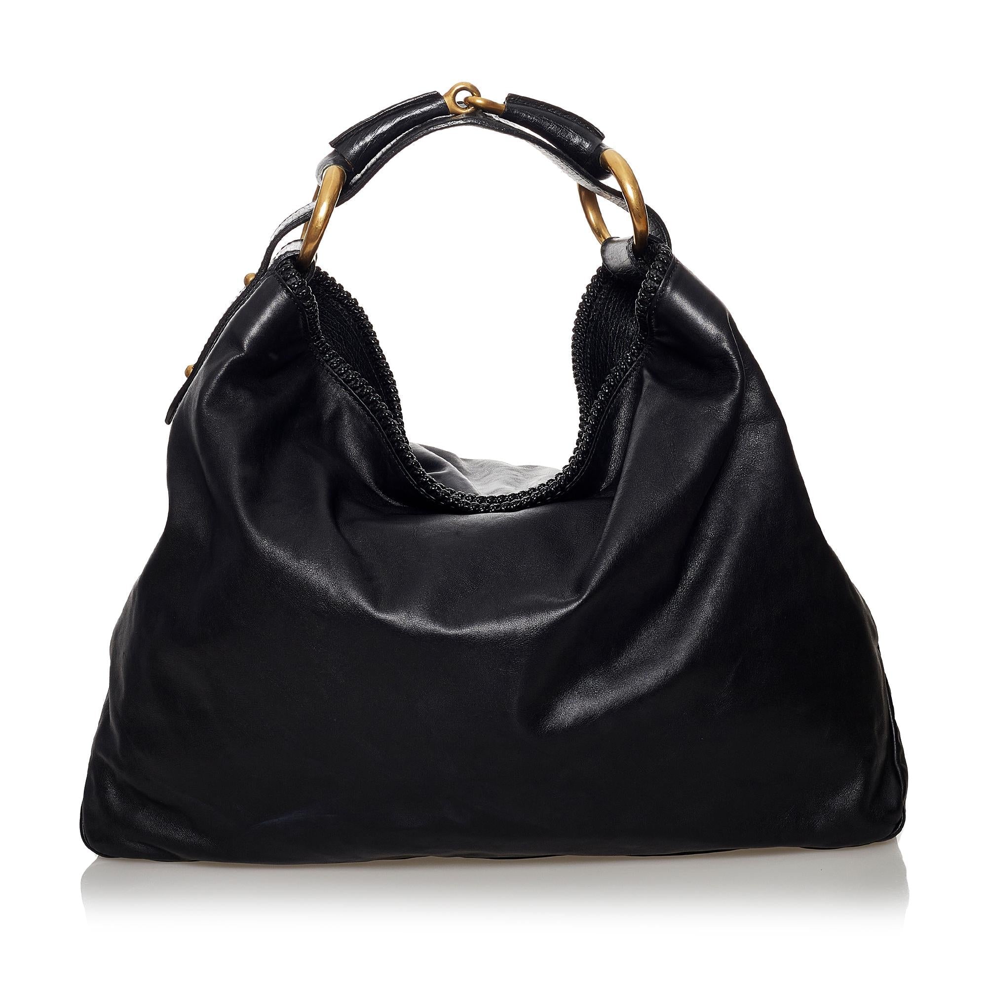 Gucci Horsebit Hobo Leather Tote (SHG-30946)