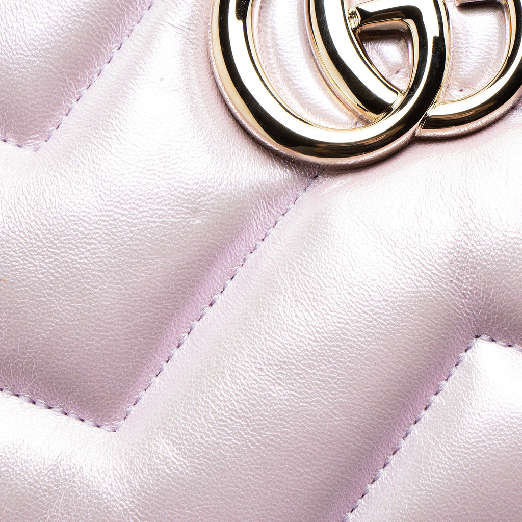 Gucci Matelasse Padded Iridescent Leather GG Marmont Small Camera Bag