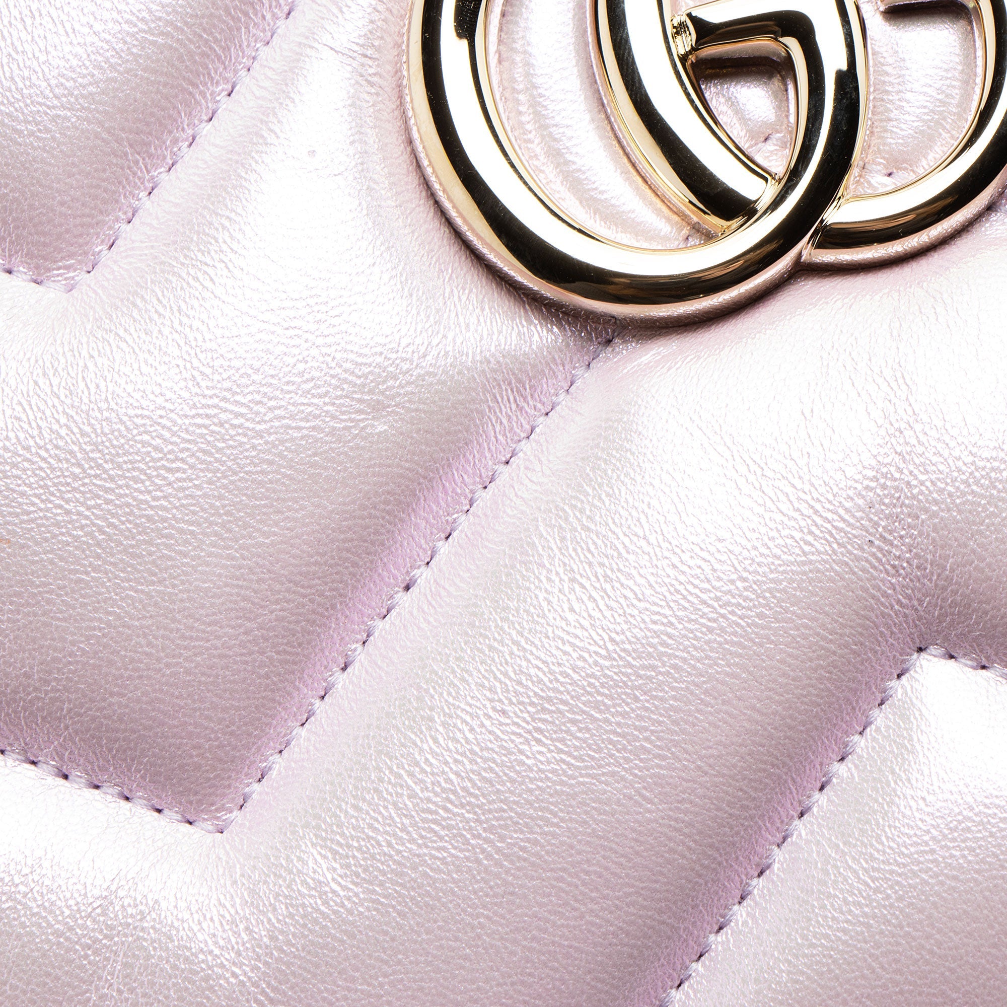 Gucci Matelasse Padded Iridescent Leather GG Marmont Small Camera Bag