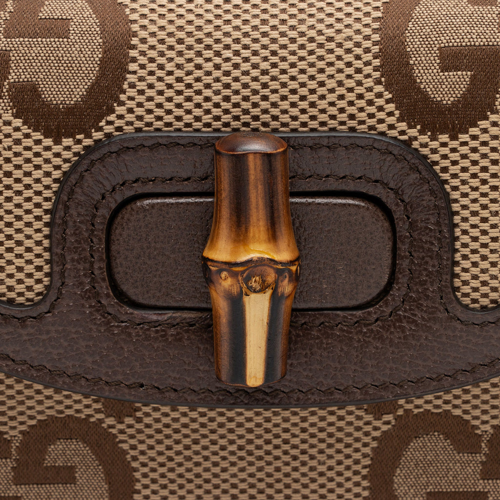 Gucci Jumbo GG Canvas Bamboo 1947 Mini Top Handle Bag (SHF-GbaD9h)