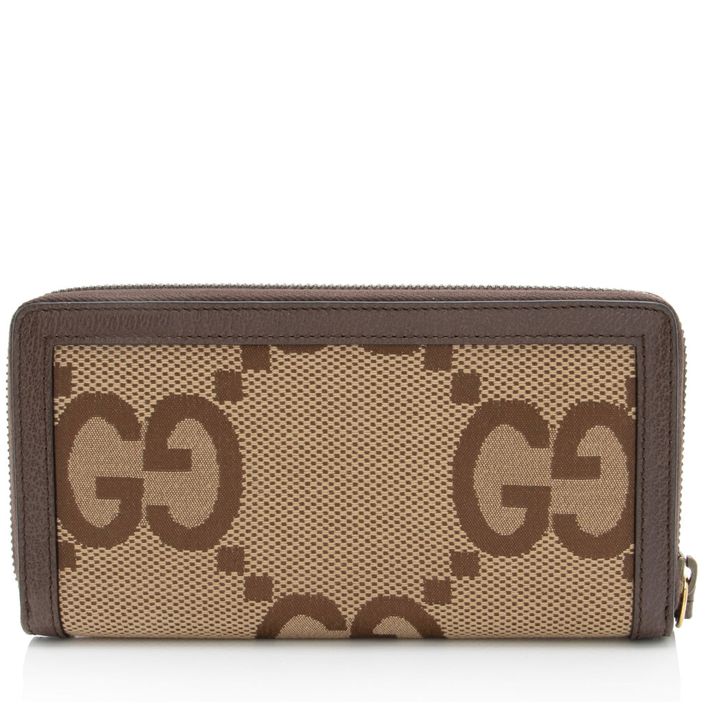 Gucci Jumbo GG Canvas Bamboo Diana Zip Around Wallet