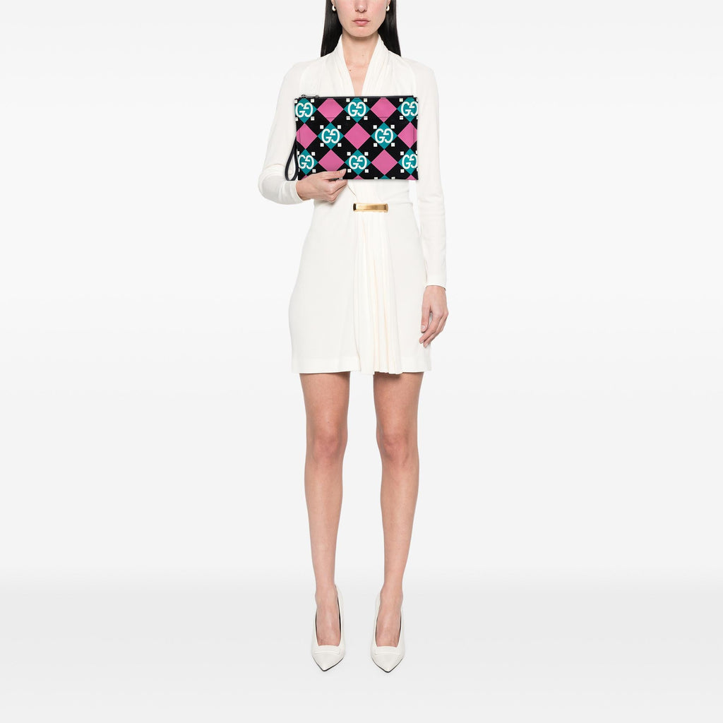 Gucci Jumbo GG Canvas Geometric Print Clutch