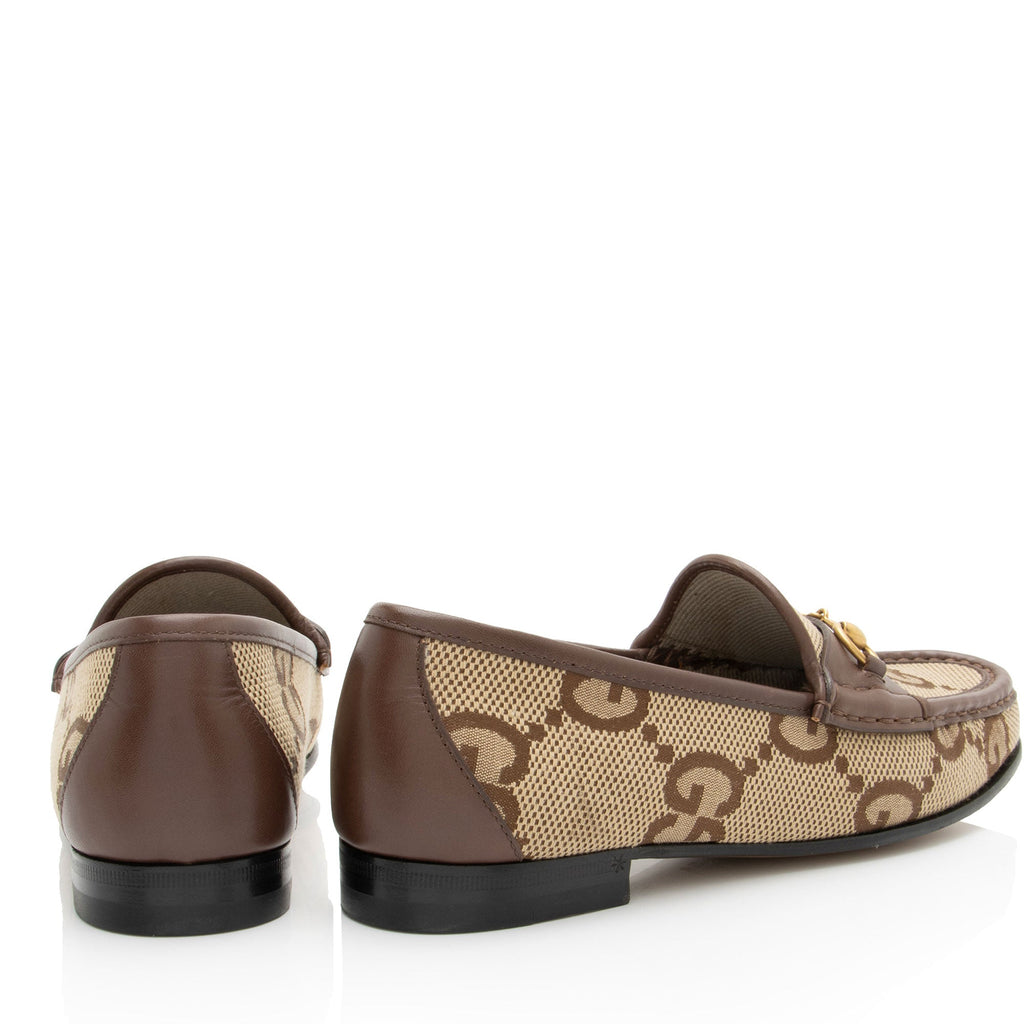 Gucci Jumbo GG Canvas Horsebit Jordaan Loafers - Size 7 / 37