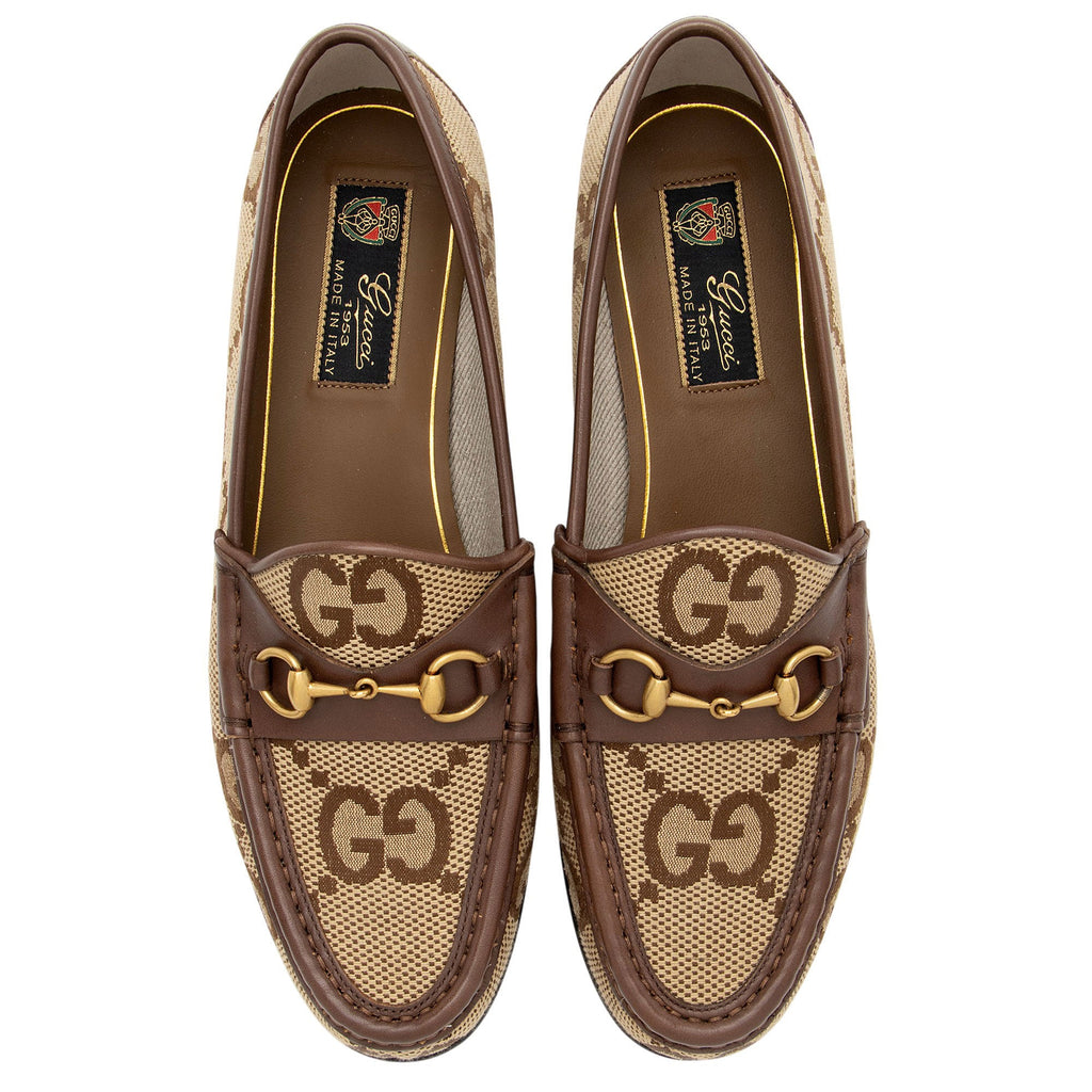 Gucci Jumbo GG Canvas Horsebit Jordaan Loafers - Size 8.5 / 38.5