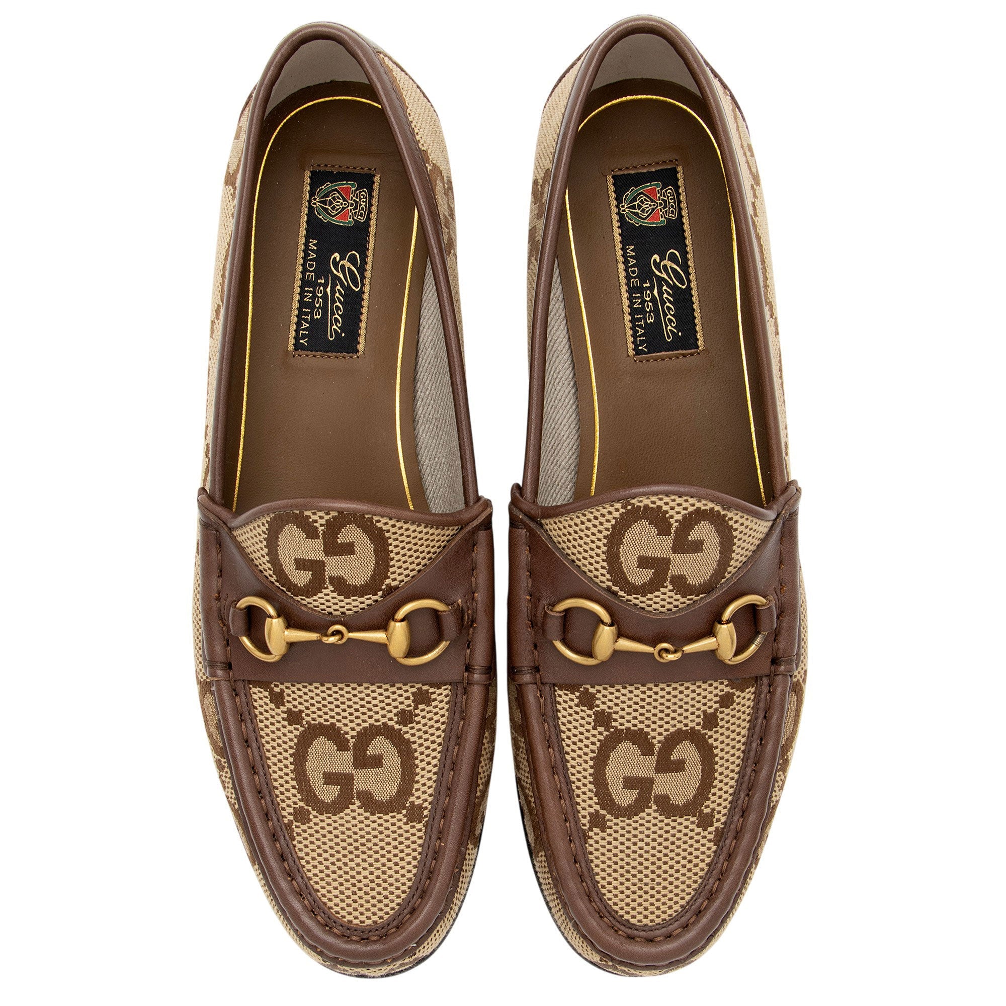 Gucci Jumbo GG Canvas Horsebit Jordaan Loafers - Size 8.5 / 38.5