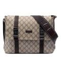 Gucci Large GG Supreme Double Buckle Flap Messenger Bag