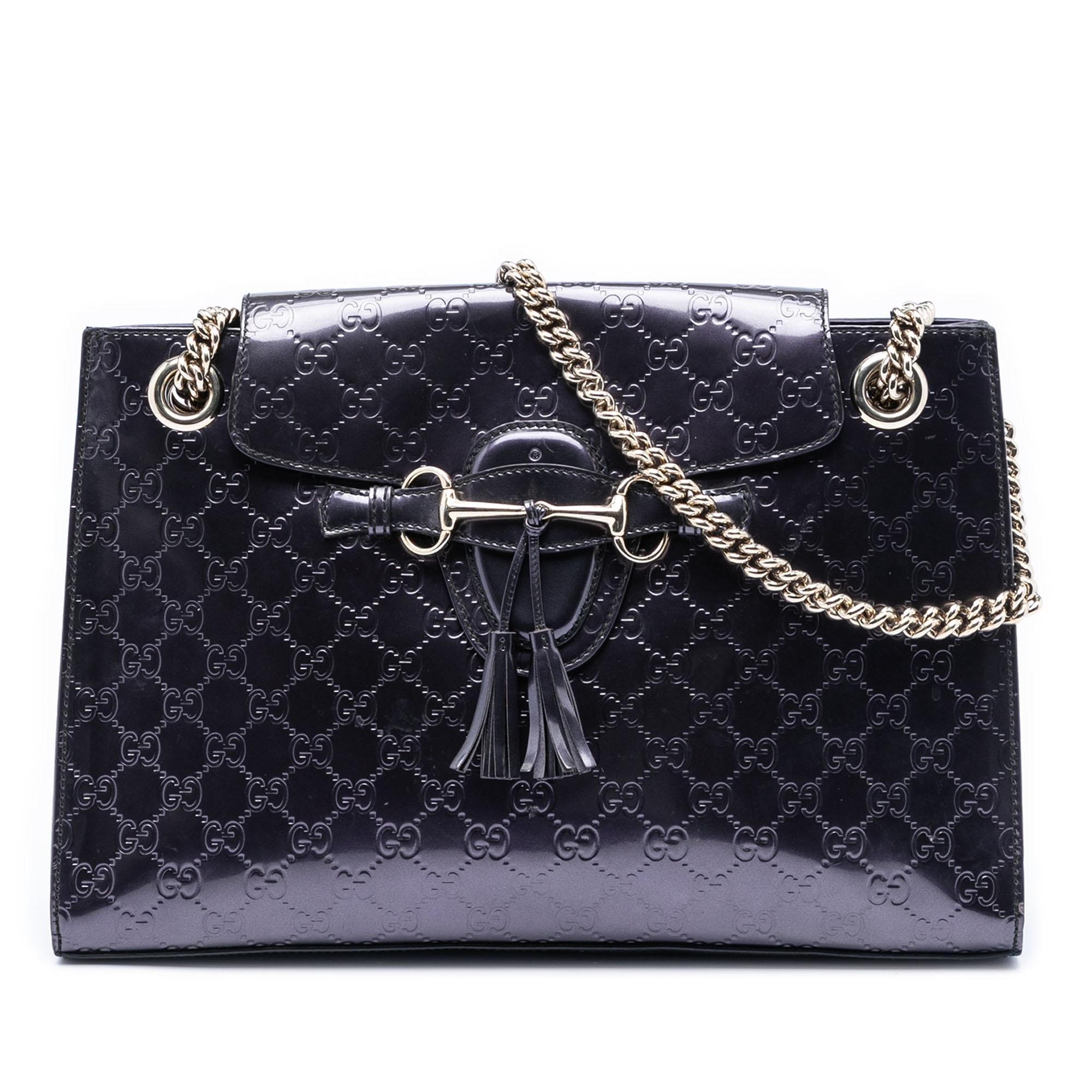 Gucci Large Patent Guccissima Emily Shoulder Bag