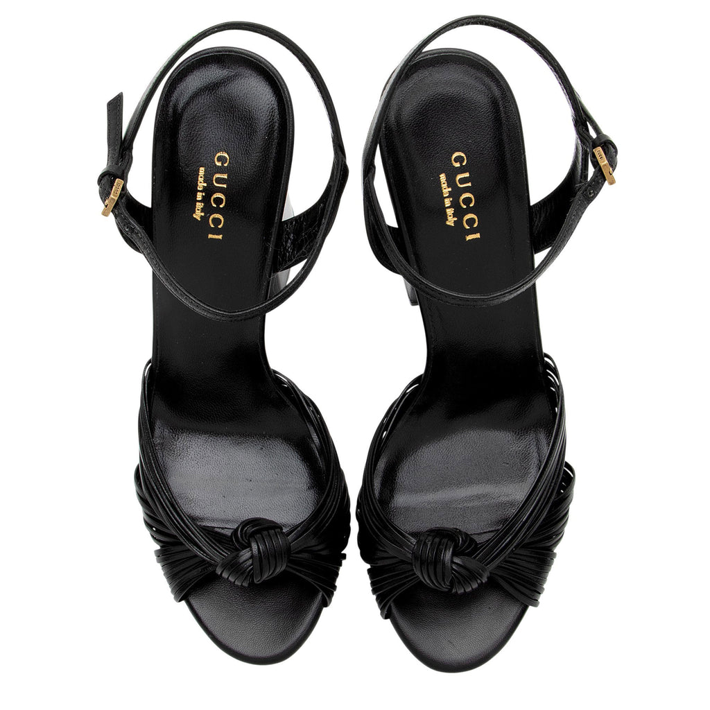 Gucci Leather Allie Knotted Platform Sandals - Size 6.5 / 36.5