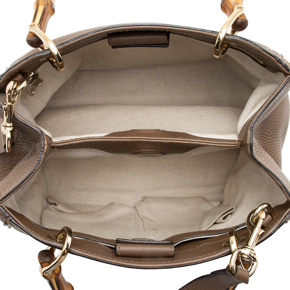 Gucci Leather Bamboo Small Shopper Tote (SHF-13839)