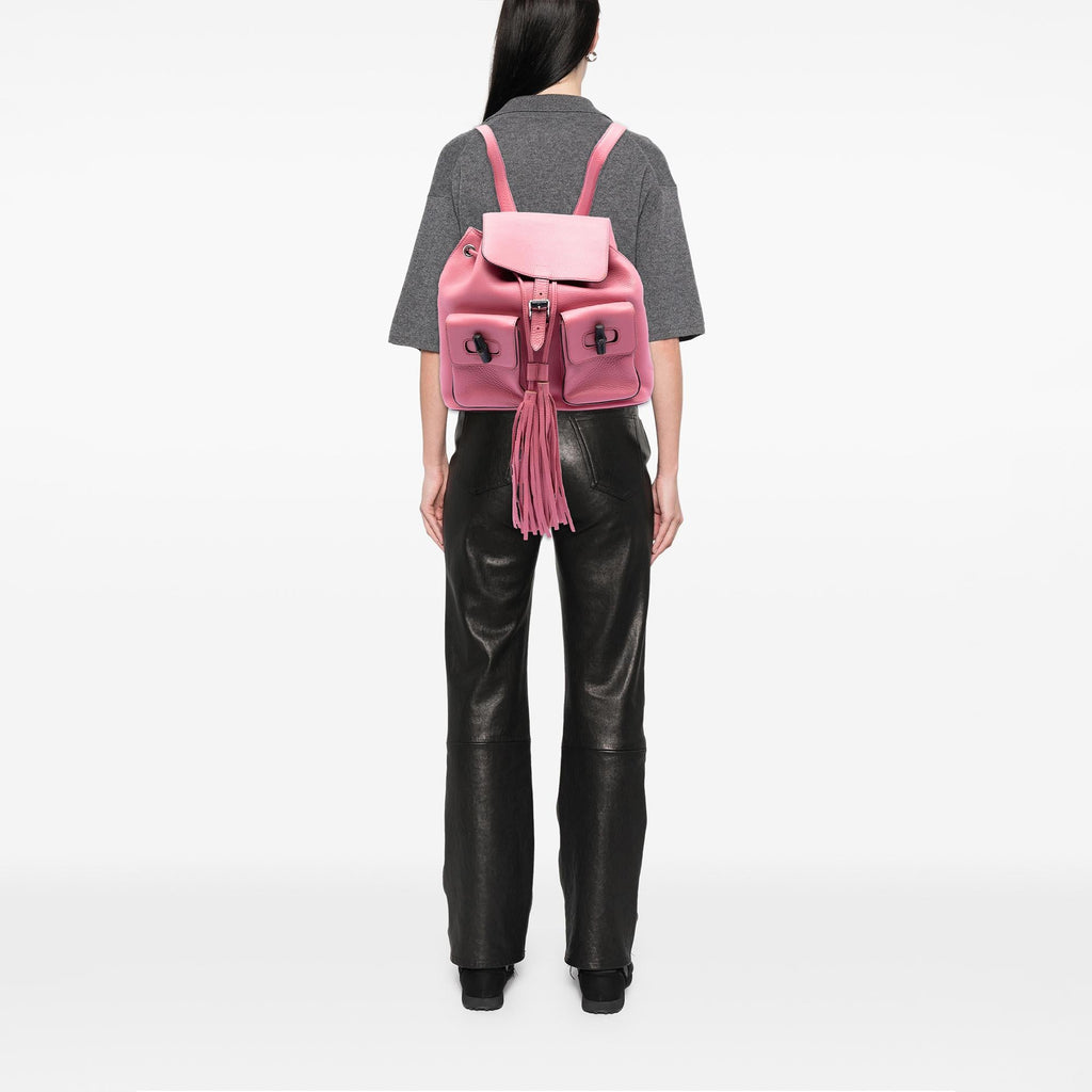 Gucci Leather Bamboo Tassel Backpack