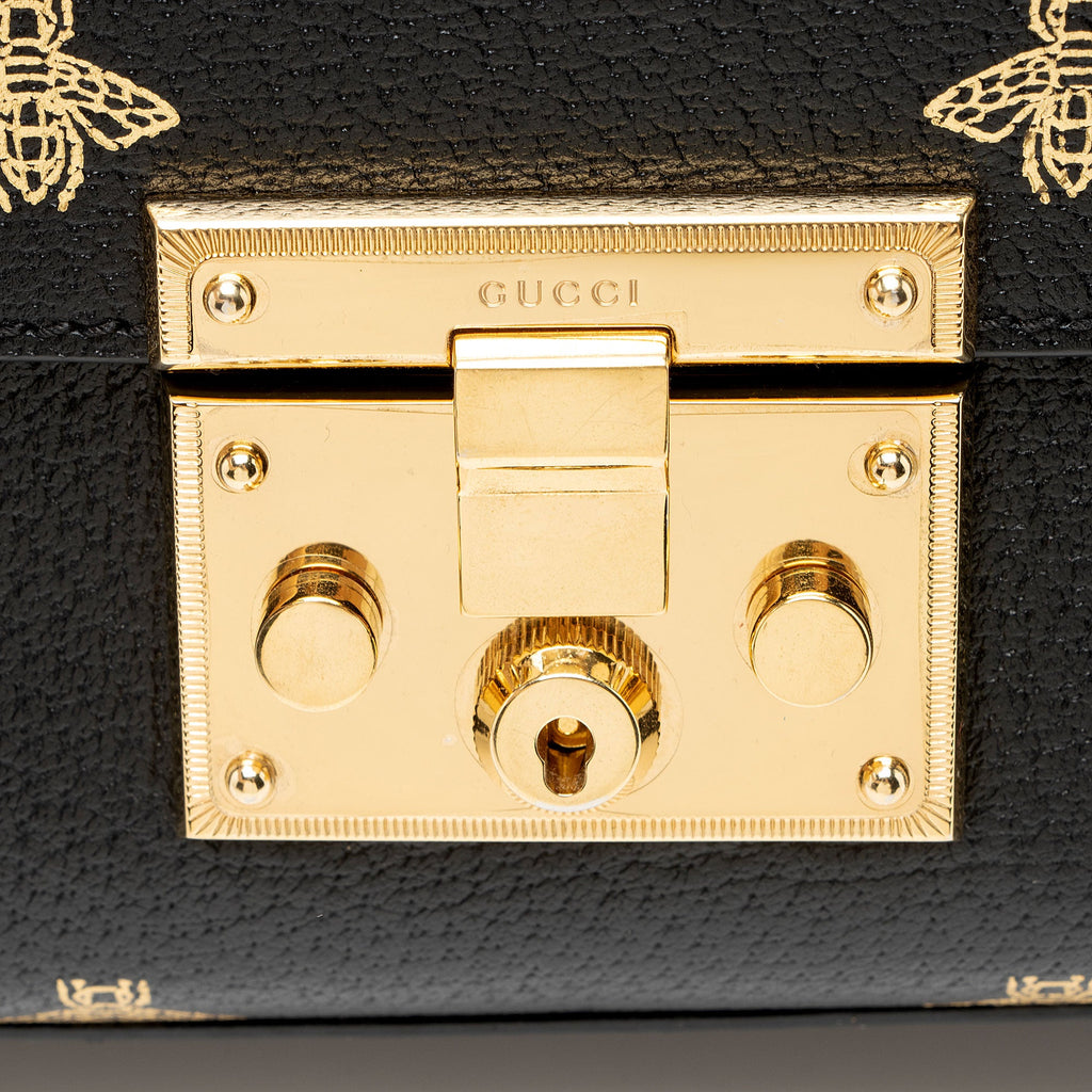 Gucci Leather Bee & Star Padlock Mini Shoulder Bag