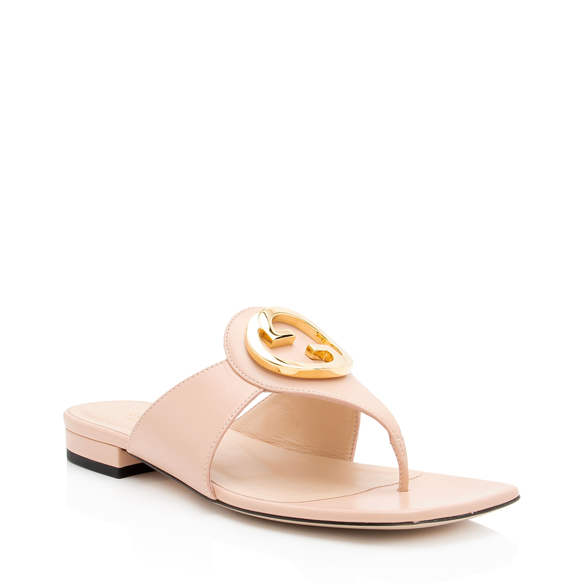 Gucci Leather Blondie T Strap Sandals - Size 7 / 37