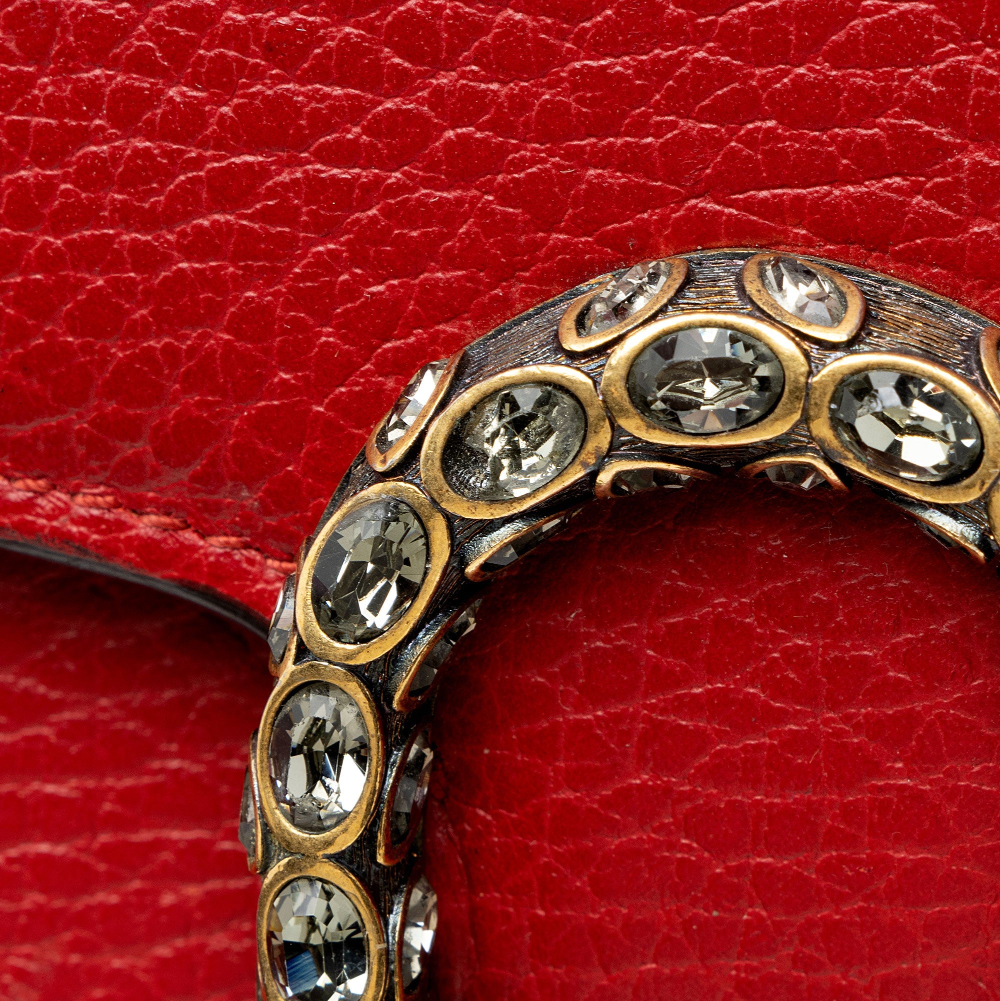 Gucci Leather Crystal Dionysus Chain Wallet