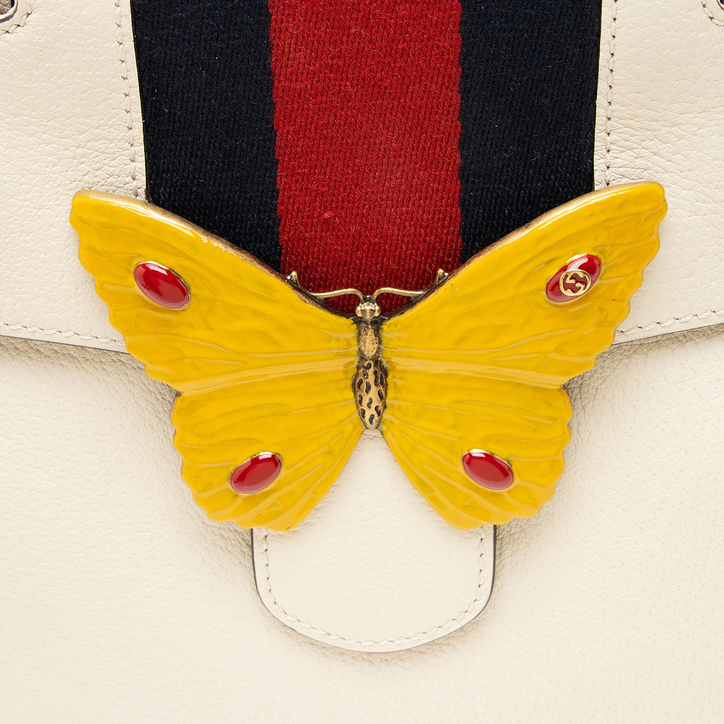 Gucci Leather Enamel Butterfly Linea Totem Top Handle