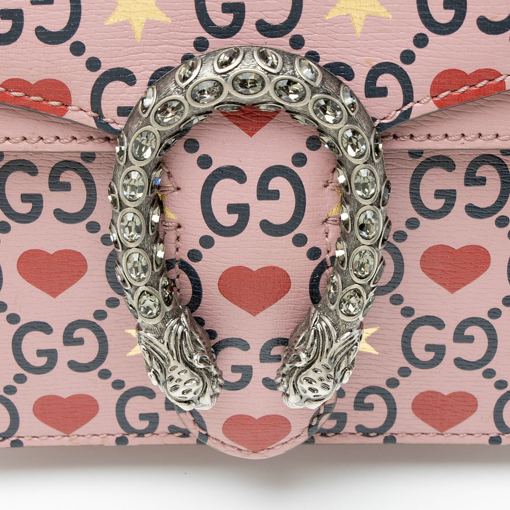 Gucci Limited Edition Leather Crystal Valentines Dionysus Small Shoulder Bag