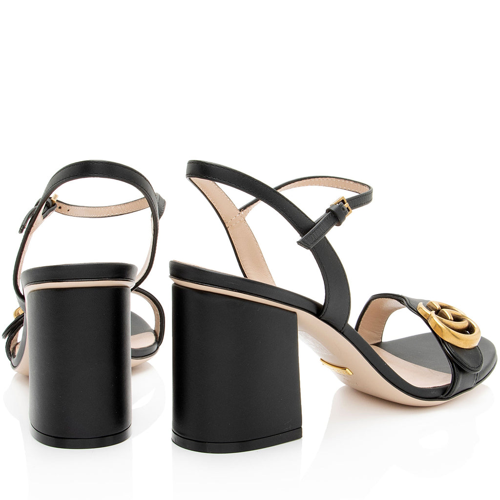Gucci Leather GG Marmont Sandals - Size 8.5 / 38.5