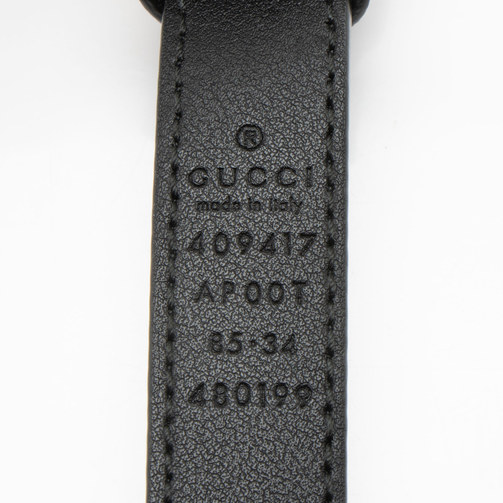 Gucci Leather GG Marmont Slim Belt - Size 34 / 85