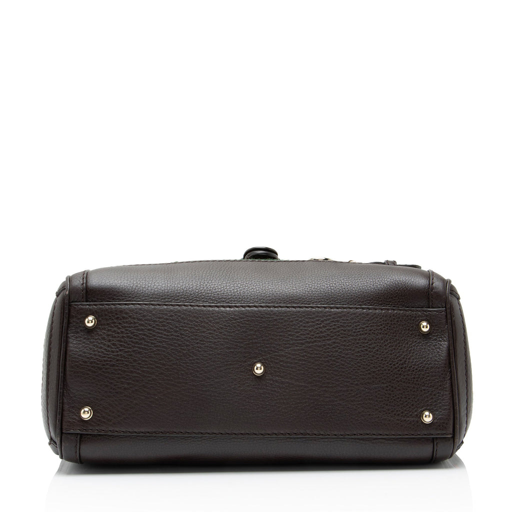 Gucci Leather Heritage Web Buckle Boston Bag